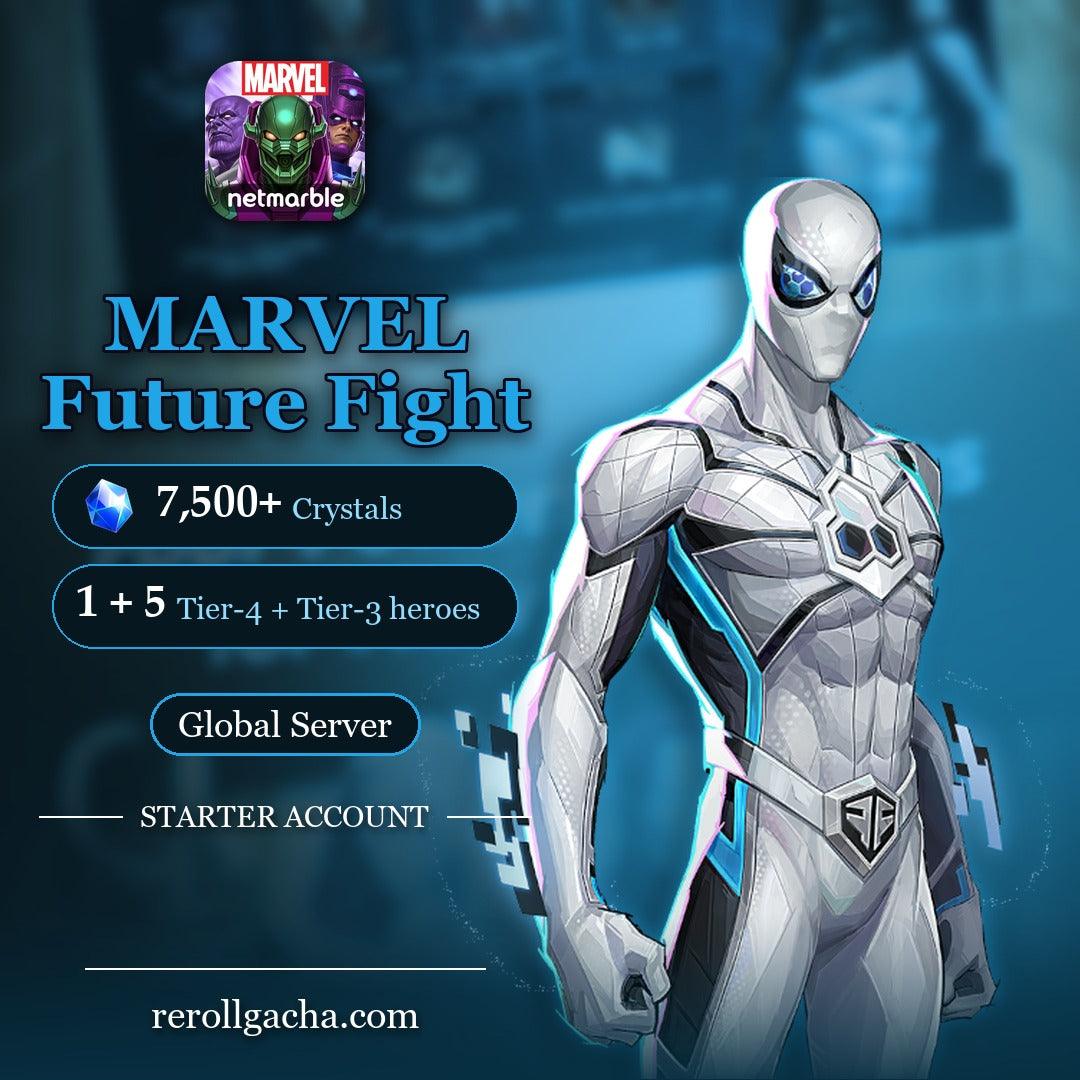 MARVEL Future Fight — Starter Account [Global]: 7,500+ Crystals, 1 + 5 Tier-4 + Tier-3 heroes
