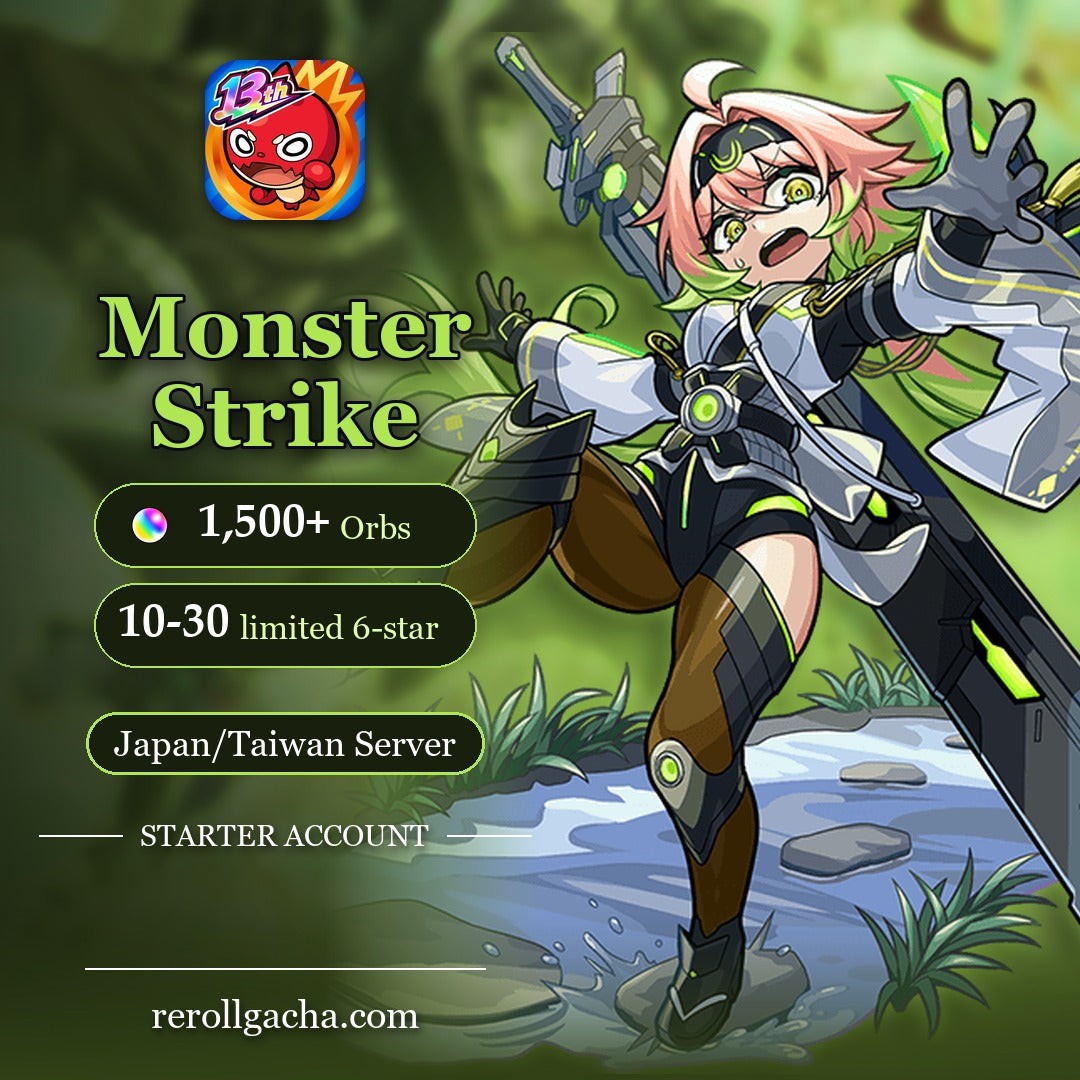 Monster Strike — Starter Account [Japan / Taiwan]: 1,500+ Orbs, 10-30 limited 6-star