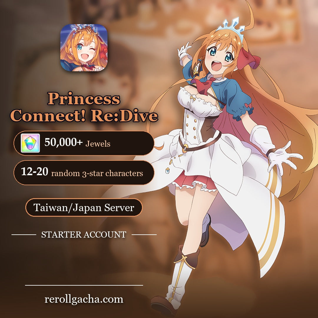 Princess Connect! Re:Dive — Starter Account [Taiwan / Japan]: 50,000+ Jewels, 12-20 random 3-star characters