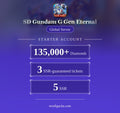 SD Gundam G Generation Eternal — Starter Account [Global]: 135,000+ Diamonds, 3 SSR-guaranteed tickets, 5 SSR